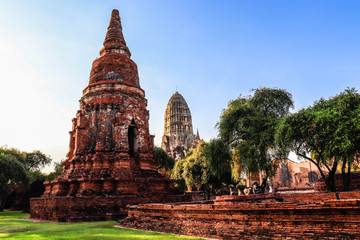 Fototapeta na wymiar A beautiful view of Wat Ratchaburana temple in Ayutthaya, Thailand.