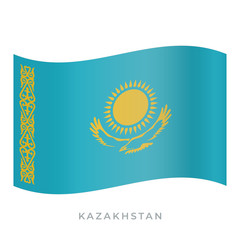 Kazakhstan waving flag vector icon. Vector illustration isolated on white.
