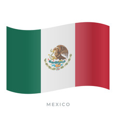 Mexico waving flag vector icon. Vector illustration isolated on white.