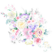 Watercolor flowers illustration