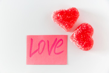 Sticker with the word love and marmalade
