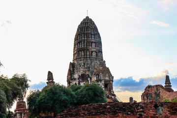 A beautiful view of Wat Ratchaburana temple in Ayutthaya, Thailand.