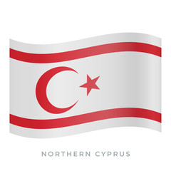 Northern Cyprus waving flag vector icon. Vector illustration isolated on white.