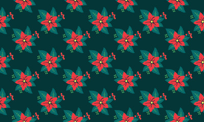 Christmas floral unique pattern, on leaf flower modern drawing.
