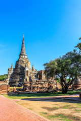 Fototapeta premium A beautiful view of Wat Phra Si Sanphet temple in Ayutthaya, Thailand.