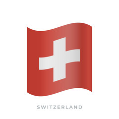 Switzerland waving flag vector icon. Vector illustration isolated on white.