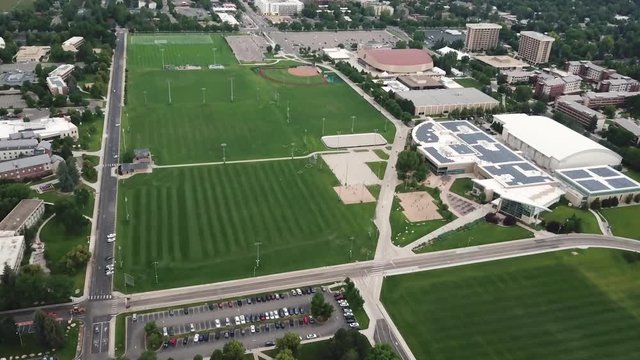 Intramural Sport Fields in Fort Collins, Home of Colorado State University, Tilt Up Aerial Reveal
