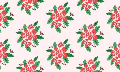 The beautiful of Christmas floral wallpaper decoration, with leaf and flower.