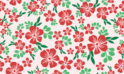 Christmas floral elegant pattern design, and red flower seamless background.