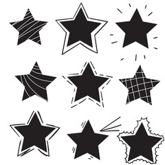 doodle star collection isolated background