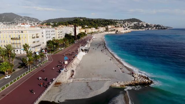 Flying above the azure beach