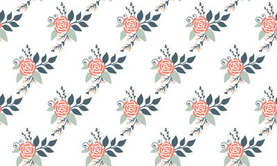 Fototapeta premium Happy valentine Elegant peach rose flower, floral pattern wallpaper background.