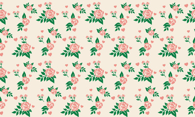 Modern wallpaper floral pattern for Valentine with peach rose flower design.