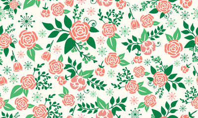 Valentine banner design and seamless rose flower pattern background.