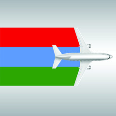 Plane and flag of the Karelia. Travel concept for design