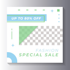 Fashion Sale Social Media Post Banner Template, with cool geometric shape minimalist background