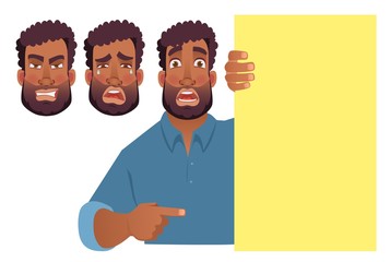 African man holding blank banner.