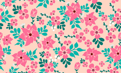 Fototapeta na wymiar Cute valentine flower pattern background, elegant design pink flower.