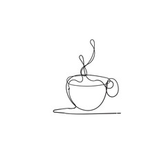 hand drawn Coffee icon vector design template with one line style isolated background