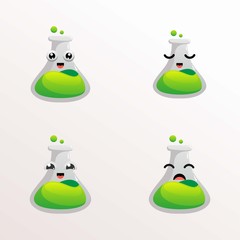 laboratory bottle mascot expressions design vector