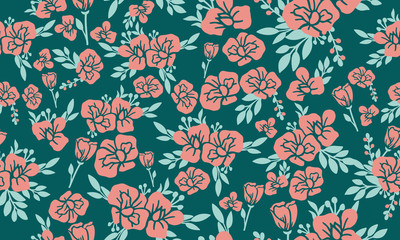 Flower seamless pattern for Valentine, with leaf flower modern drawing.