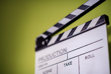 movie clapper on green chroma background