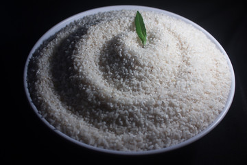 healthy food of the white rice isolated on dark background
