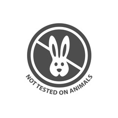 Not tested on animals round vector label stamp for cosmetics and products packaging.