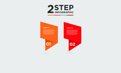 2 step infographic element. Business concept with twooptions and number, steps or processes. data visualization. Vector illustration.