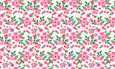Valentine floral pattern background, with leaf flower seamless design.