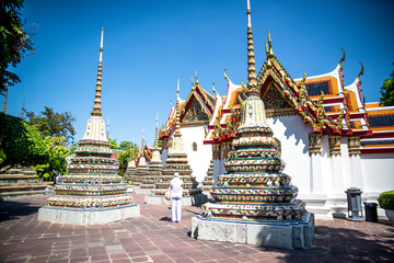 A beautiful view of Wat Pho temple in Bangkok, Thailand.