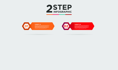 2 step infographic element. Business concept with twooptions and number, steps or processes. data visualization. Vector illustration.