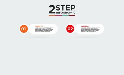 2 step infographic element. Business concept with twooptions and number, steps or processes. data visualization. Vector illustration.