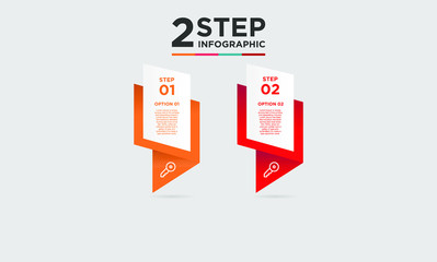 2 step infographic element. Business concept with twooptions and number, steps or processes. data visualization. Vector illustration.