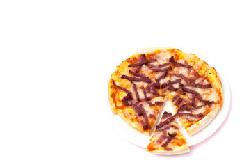 Homemade pizza with white background, design, texture