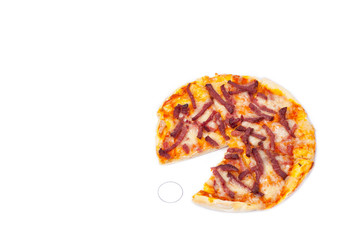 Homemade pizza with white background, design, texture