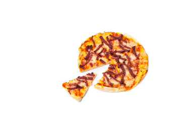 Homemade pizza with white background, design, texture