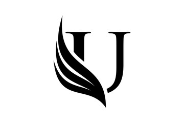 Initial letter U logo and wings symbol. Wings design element,  initial Letter U logo Icon, Initial Logo Template
