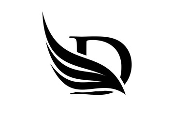 Initial letter D logo and wings symbol. Wings design element,  initial Letter D logo Icon, Initial Logo Template