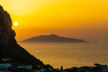 Beautiful sunset in Capri, Italy