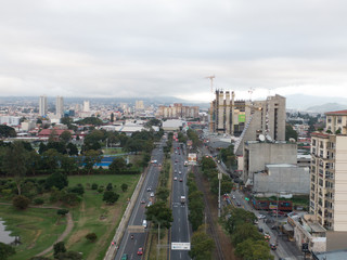 Beautiful aerial view of San Jose Costa Rica Sabana and Center