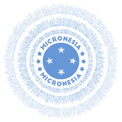 Micronesia symbol. Radiant country flag with colorful rays. Shiny sunburst with Micronesia flag. Beautiful vector illustration.