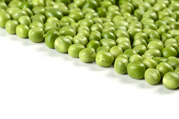 Fresh Green Pea in white plate on white background
