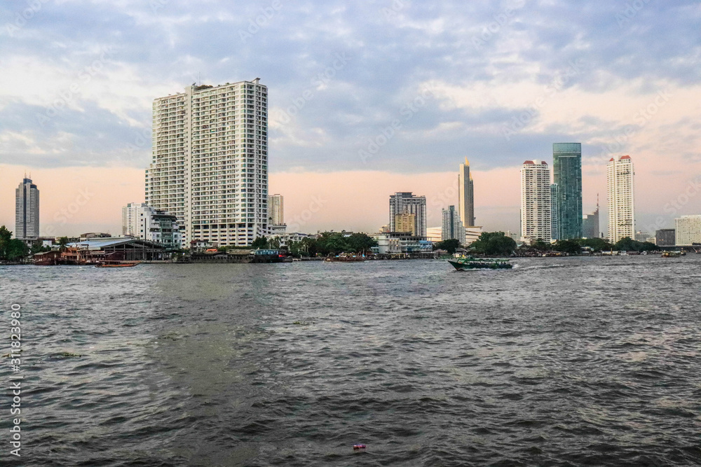 Wall mural A beautiful view of Chao Phraya River in Bangkok, Thailand.