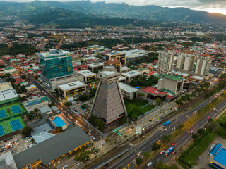 Beautiful aerial view of San Jose Costa Rica Sabana and Center