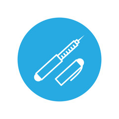 Insulin pen, line icons. Diabetes disease icon, glucose monitoring life. Modern infographic logo and pictogram.