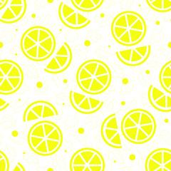 Vector naadloos patroon met citroenenplakken  eenvoudig fruitig ontwerp voor stof, behang, inpakpapier, pakket, textiel, tafelkleed, webdesign.