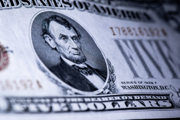 Abraham Lincoln $5 dollar close up