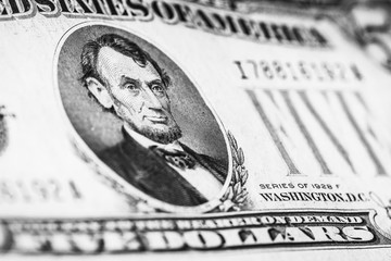Abraham Lincoln $5 dollar close up
