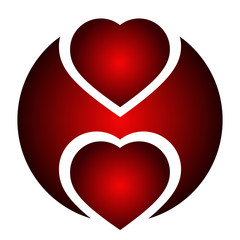 Two hearts located on abstract wings. Conceptual illustration for the holiday of St. Valentine.